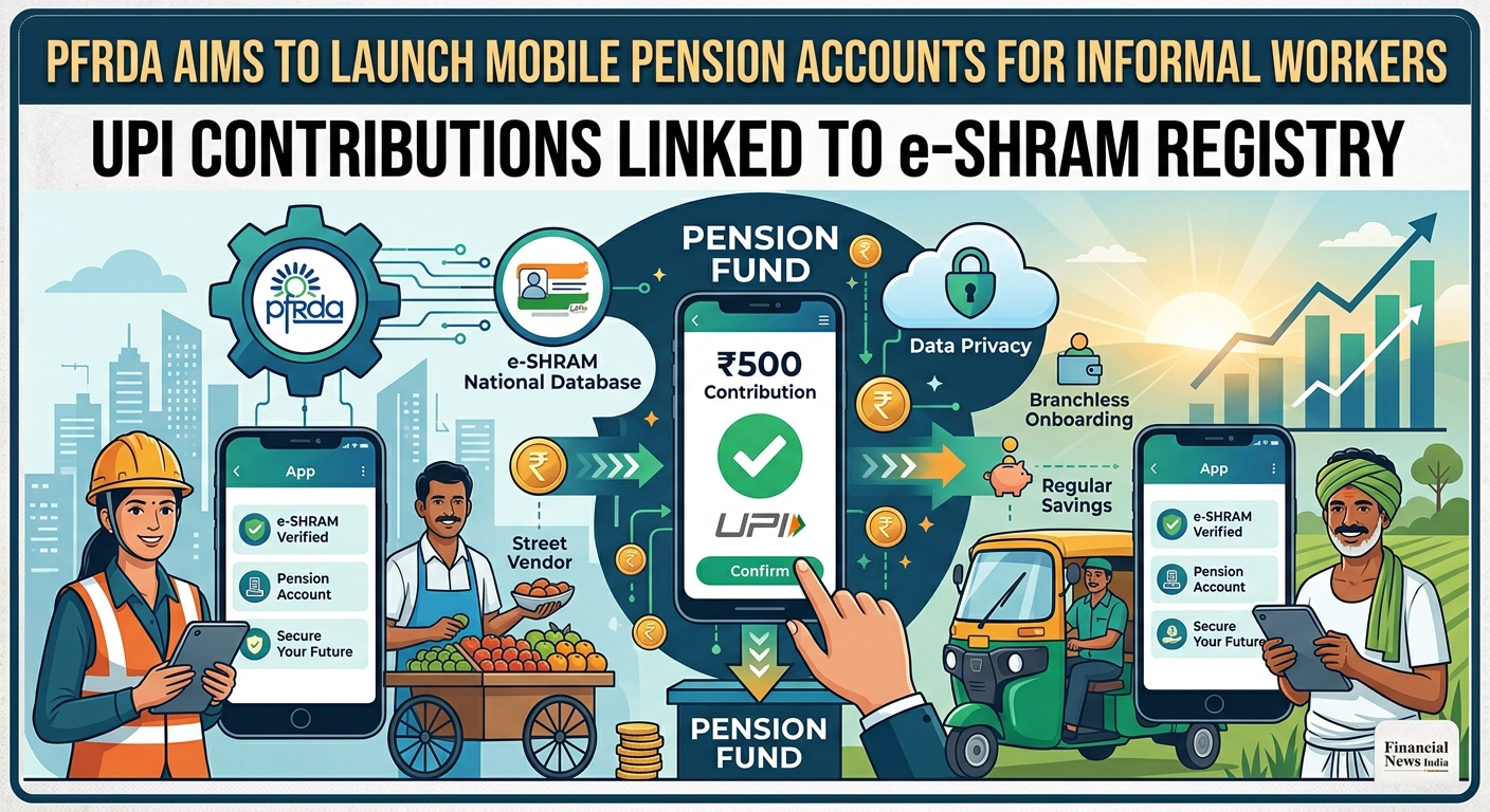 PFRDA Aims to Launch Mobile Pension Accounts for Informal Workers With UPI Contributions Linked to e-Shram Registry