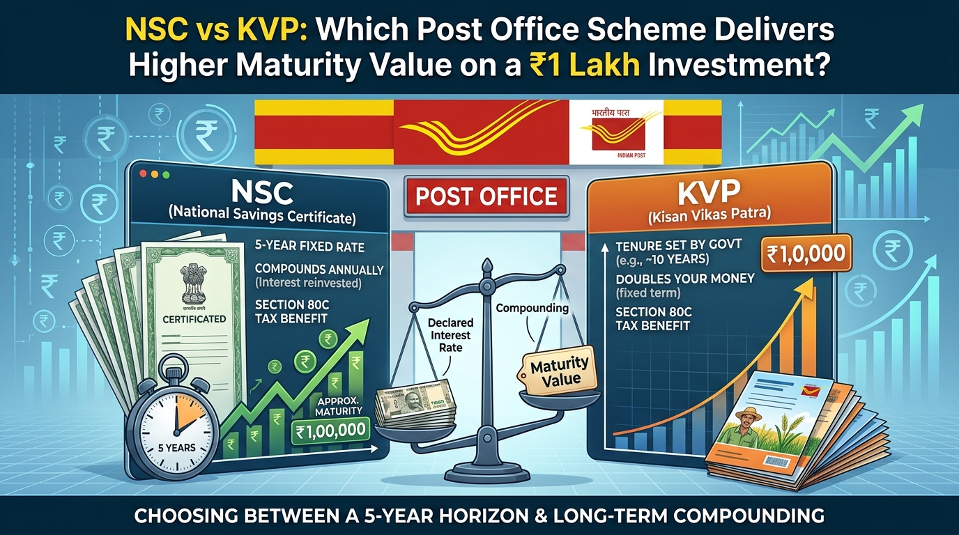 NSC vs KVP: Which Post Office Scheme Delivers Higher Maturity Value on a ₹1 Lakh Investment?