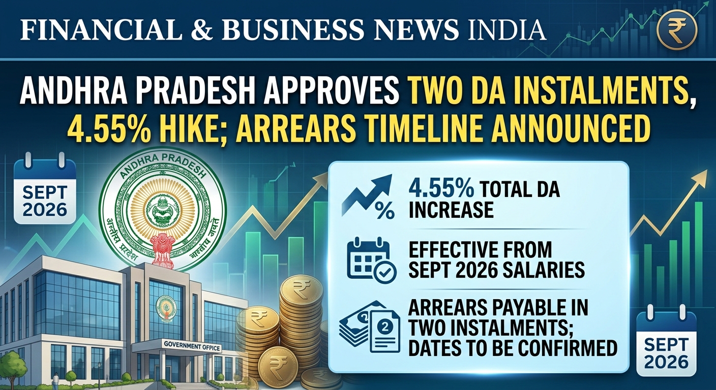 Andhra Pradesh approves two DA instalments, 4.55% hike; arrears timeline announced