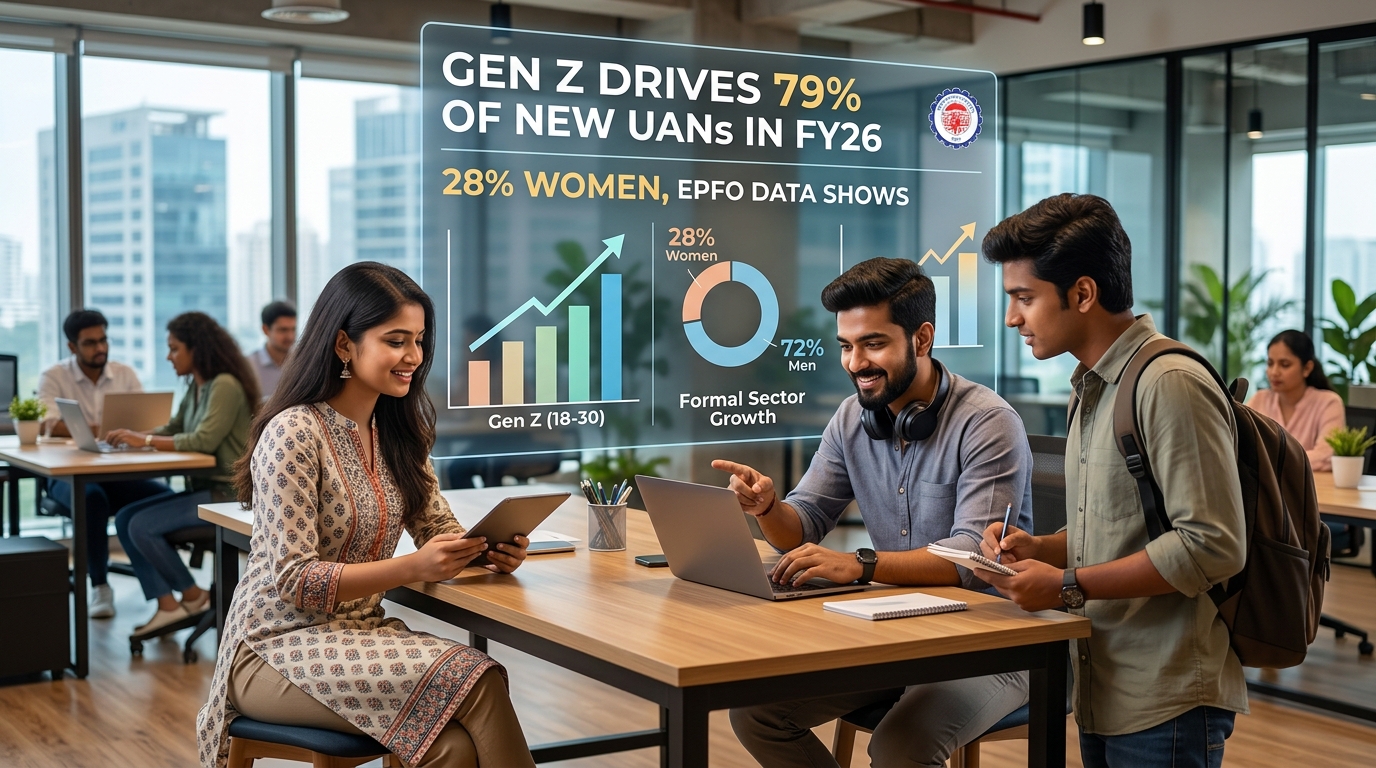 Gen Z Drives 79% of New UANs in FY26, 28% Women Highlight Youth Shift, EPFO Data Shows