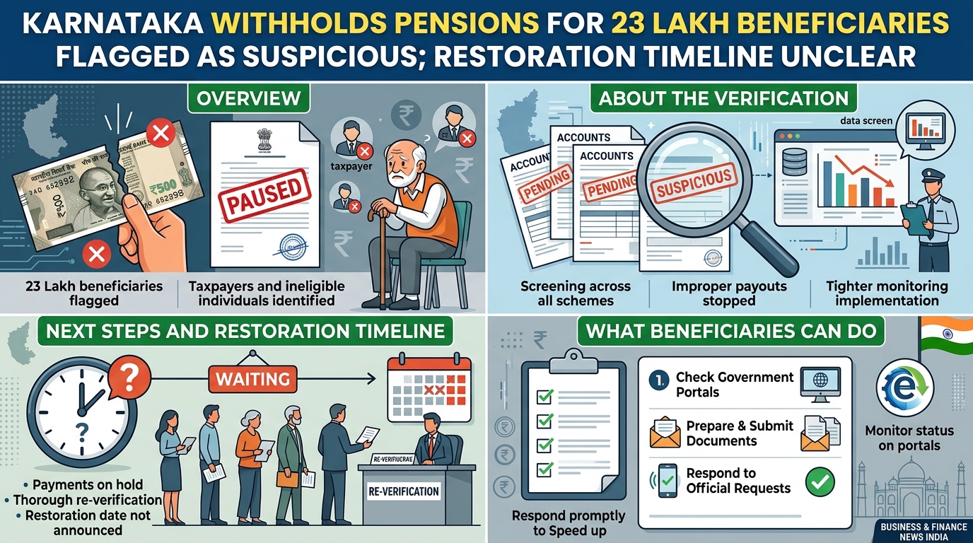 Karnataka withholds pensions for 23 lakh beneficiaries flagged as suspicious; restoration timeline unclear