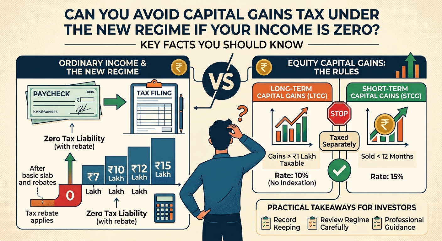 Can you avoid capital gains tax under the new regime if your income is zero? Key facts you should know
