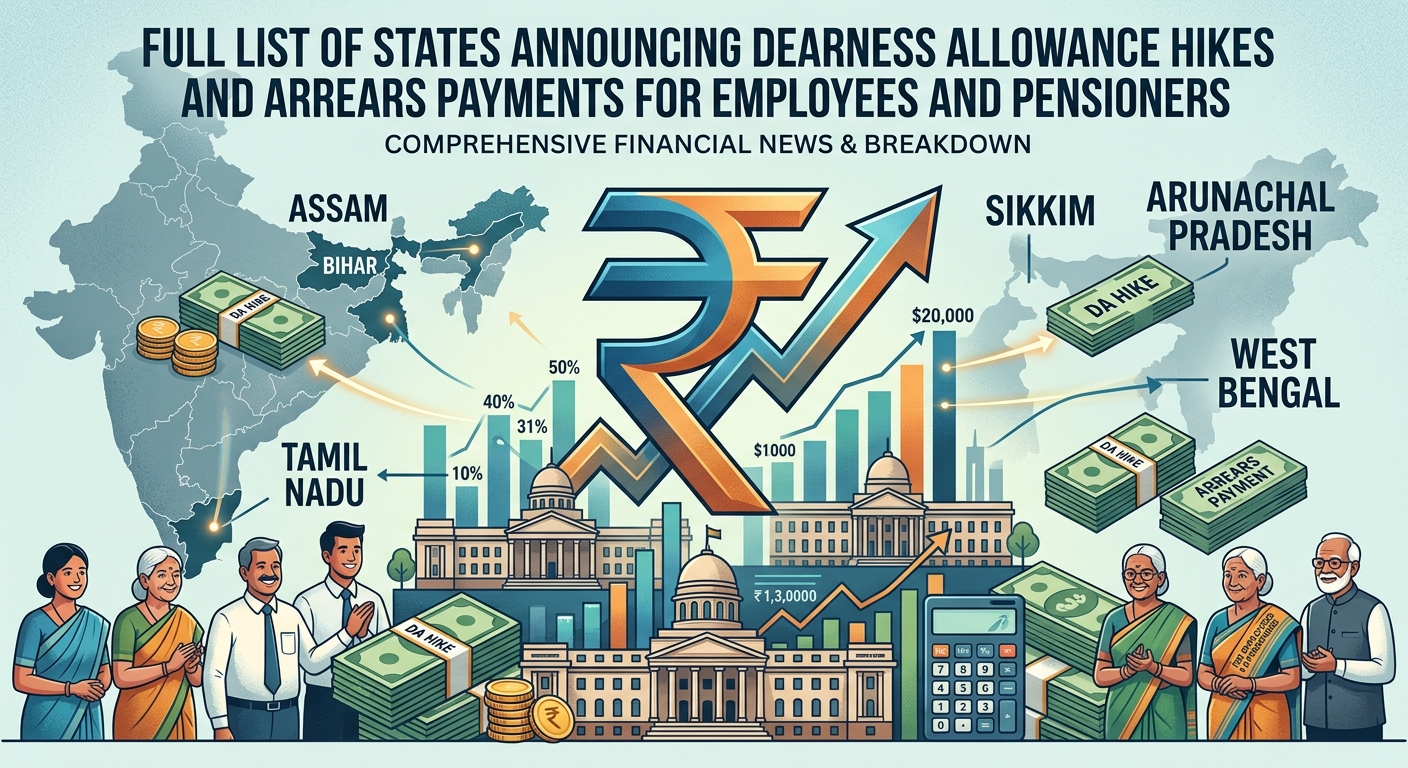 Full list of states announcing dearness allowance hikes and arrears payments for employees and pensioners