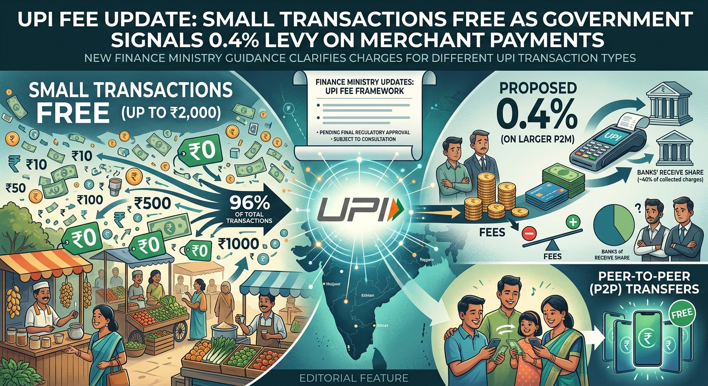 UPI Fee Update: Small Transactions Free as Government Signals 0.4% Levy on Merchant Payments