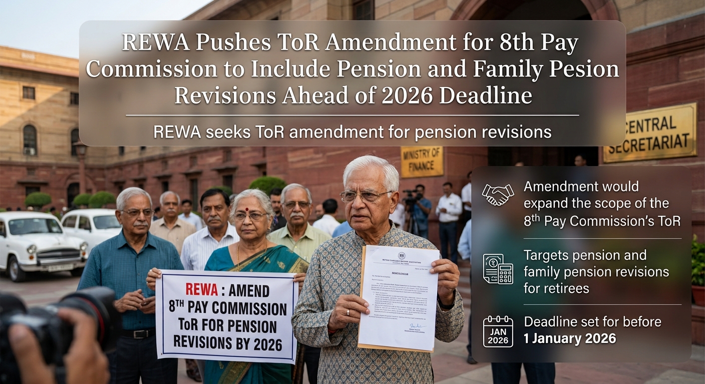 REWA Pushes ToR Amendment for 8th Pay Commission to Include Pension and Family Pension Revisions Ahead of 2026 Deadline