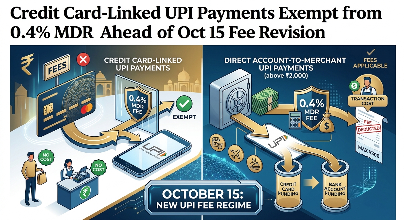 Credit Card-Linked UPI Payments Exempt from 0.4% MDR Ahead of Oct 15 Fee Revision
