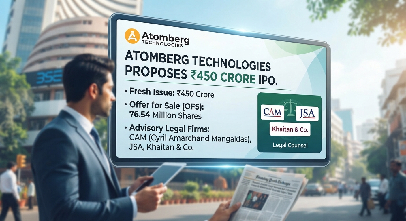 Atomberg proposes ₹450 crore IPO with OFS of 76.54 million shares; CAM, JSA and Khaitan advise