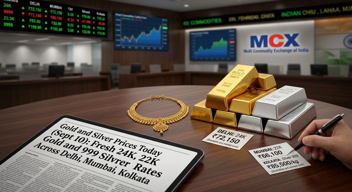 Gold and Silver Prices Today (Sept 10): Fresh 24K, 22K Gold and 999 Silver Rates Across Delhi, Mumbai, Kolkata