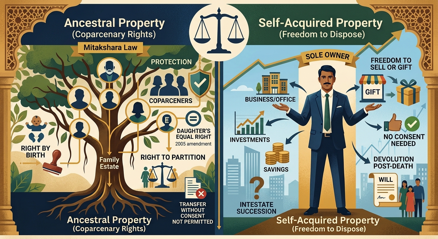 Children's rights on their father's property: distinguishing ancestral and self-acquired property under Hindu law