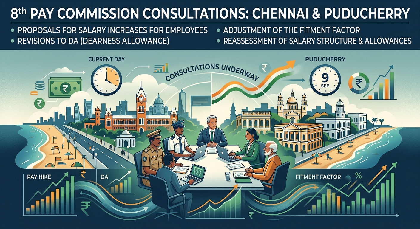 8th Pay Commission Consultations Underway in Chennai, Puducherry Tomorrow: Key Topics Include Pay Hike, DA and Fitment Factor
