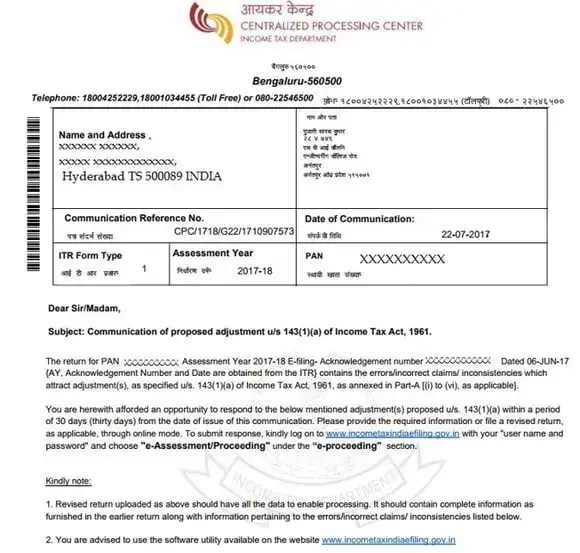 Income Tax Department notice