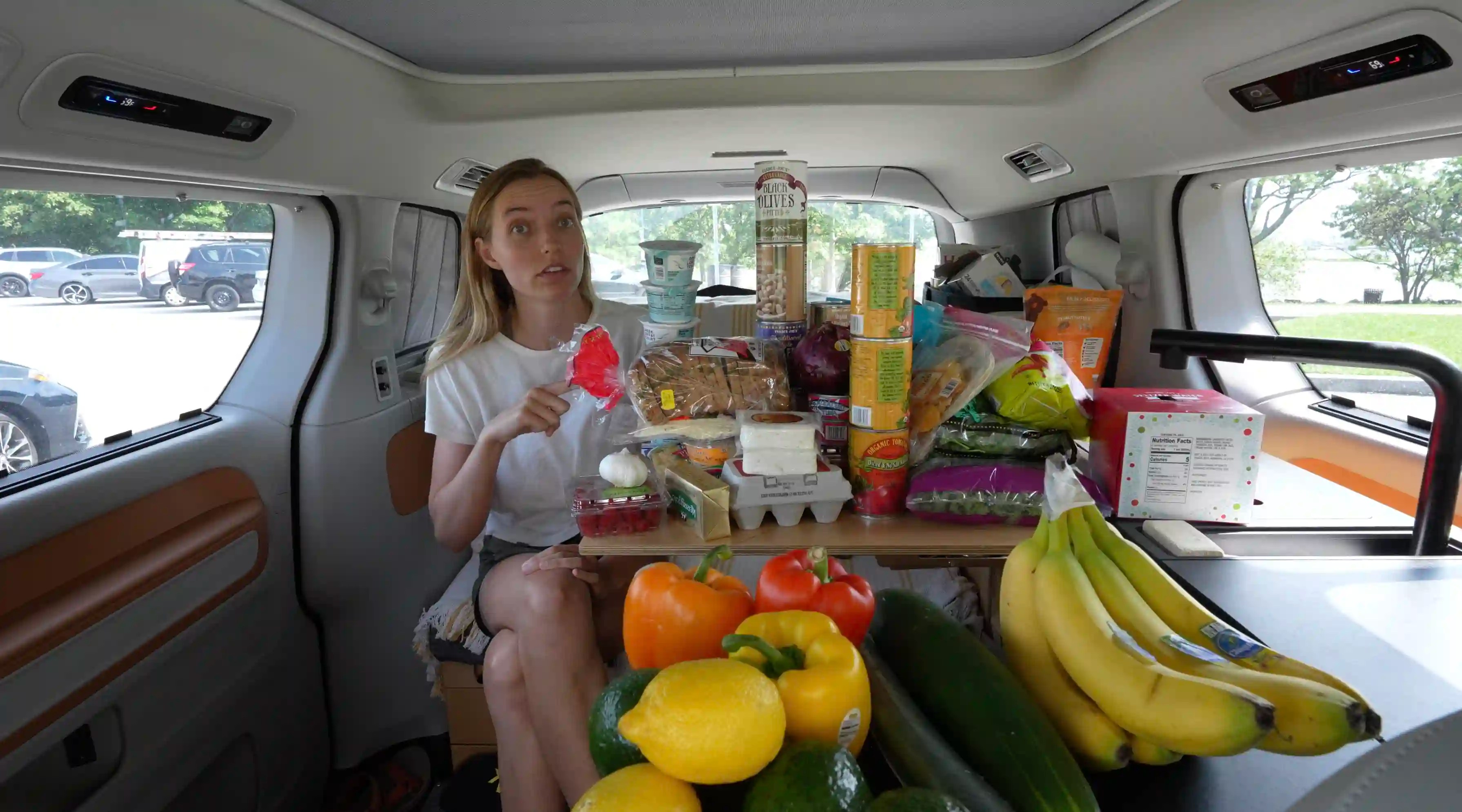 Custom coffee station in full-time electric camper van