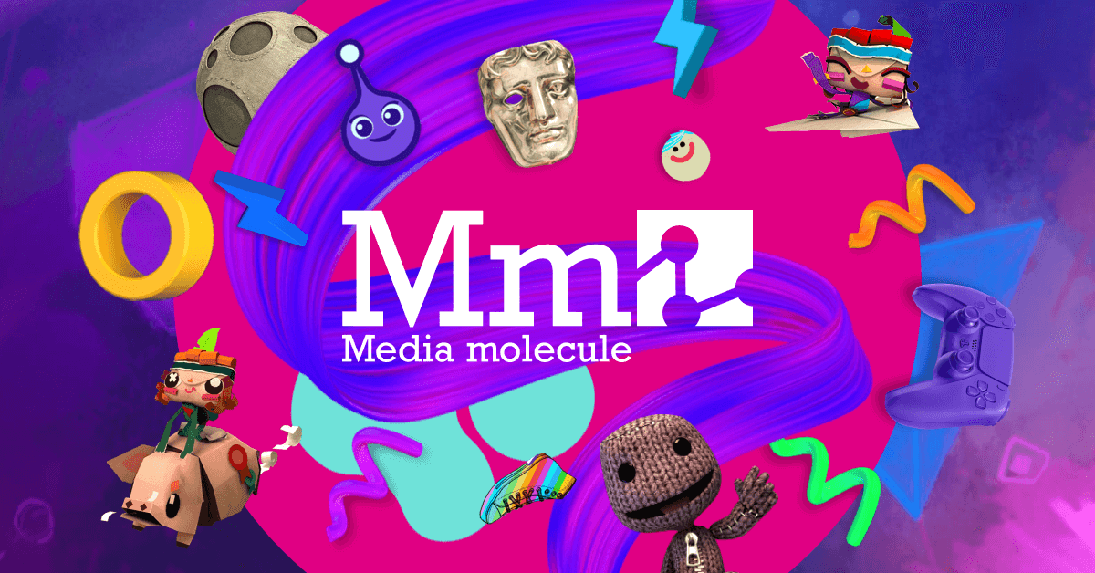 Media Molecule logo surrounded by LittleBigPlanet and Dreams characters