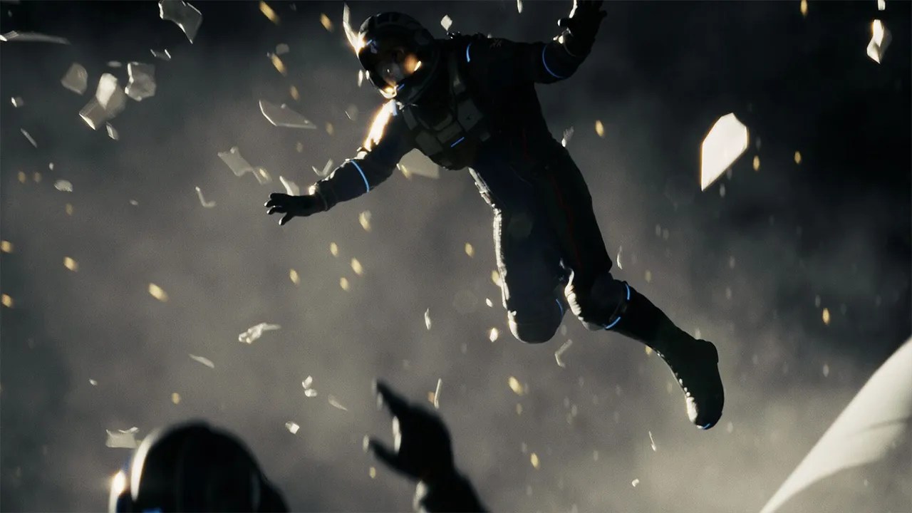 Screenshot from Directive 8020 showing two astronauts cut adrift in space