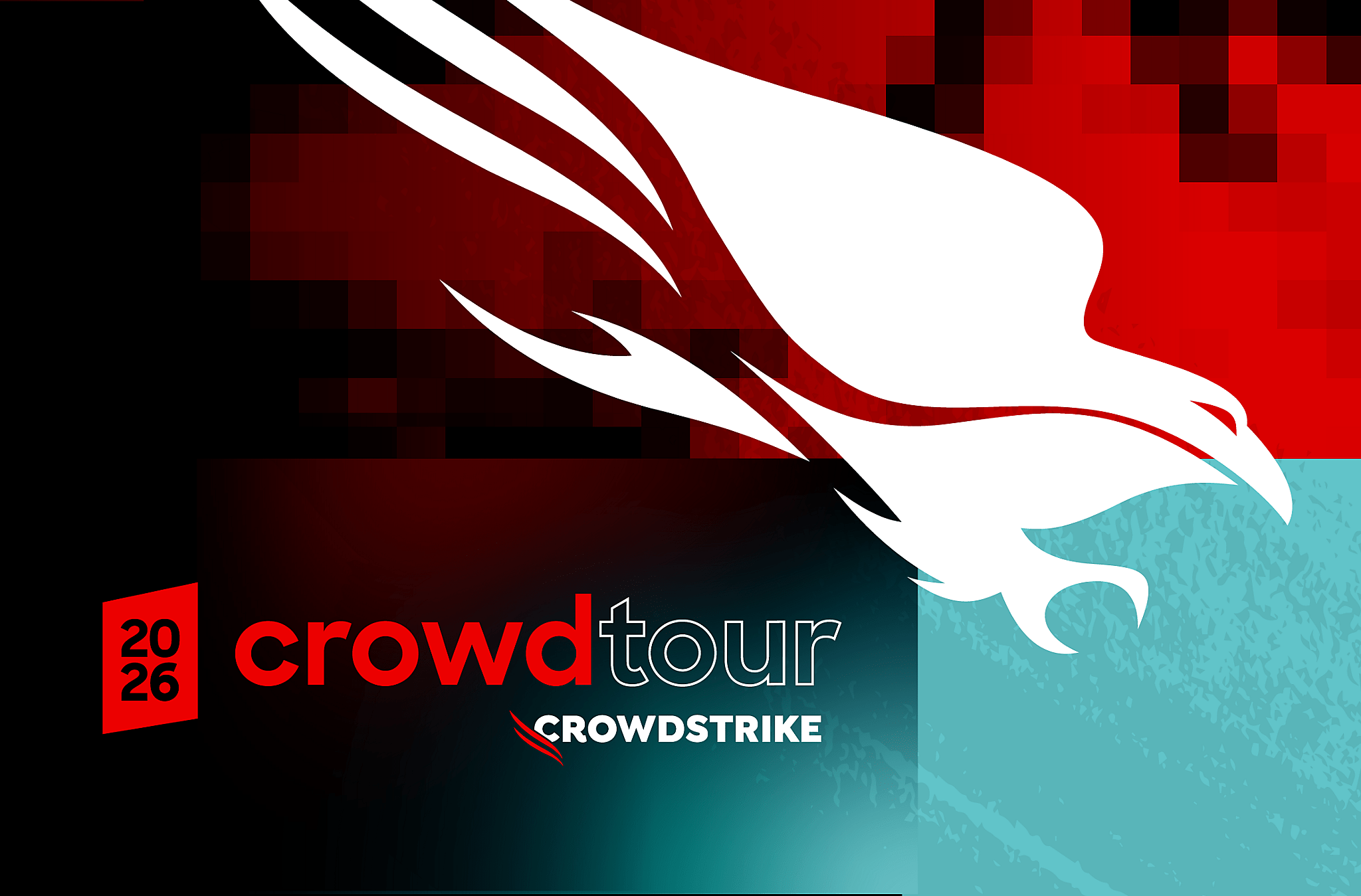 CrowdStrike CrowdTour 2026 event branding with the falcon logo and red crowdtour wordmark