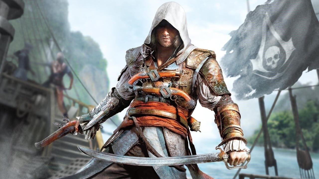 Assassin's Creed Black Flag Resynced key art: Edward Kenway, sword and pistol ready