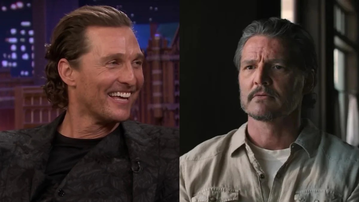 Matthew McConaughey next to Joel from HBO's The Last of Us series