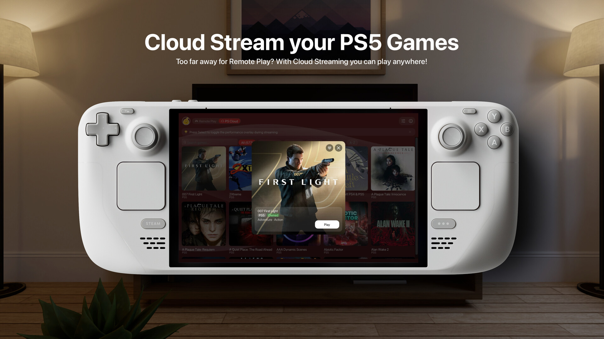 Steam Deck streaming PS5 games from Sony's cloud via the Asobi Remote Play app