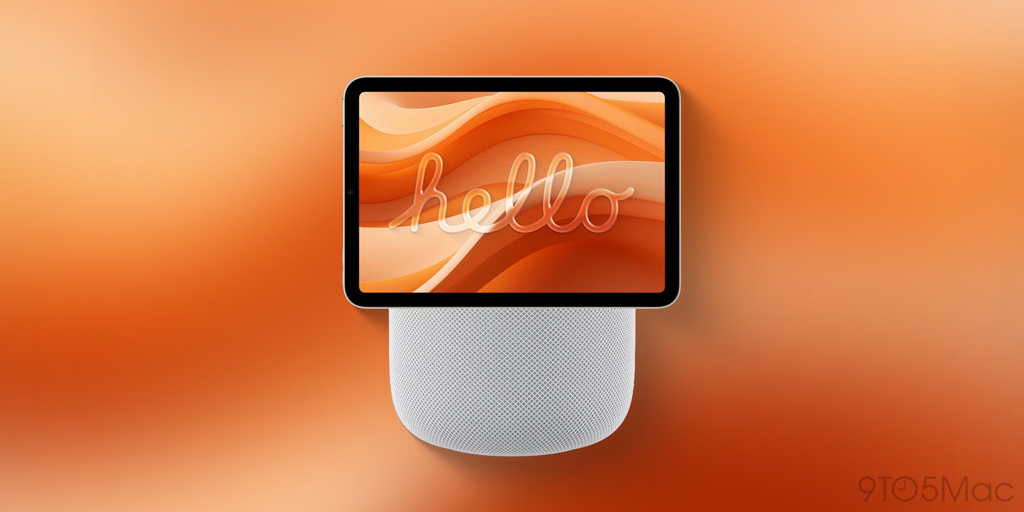 Concept mockup of the Apple HomePad, a square smart display on a speaker base