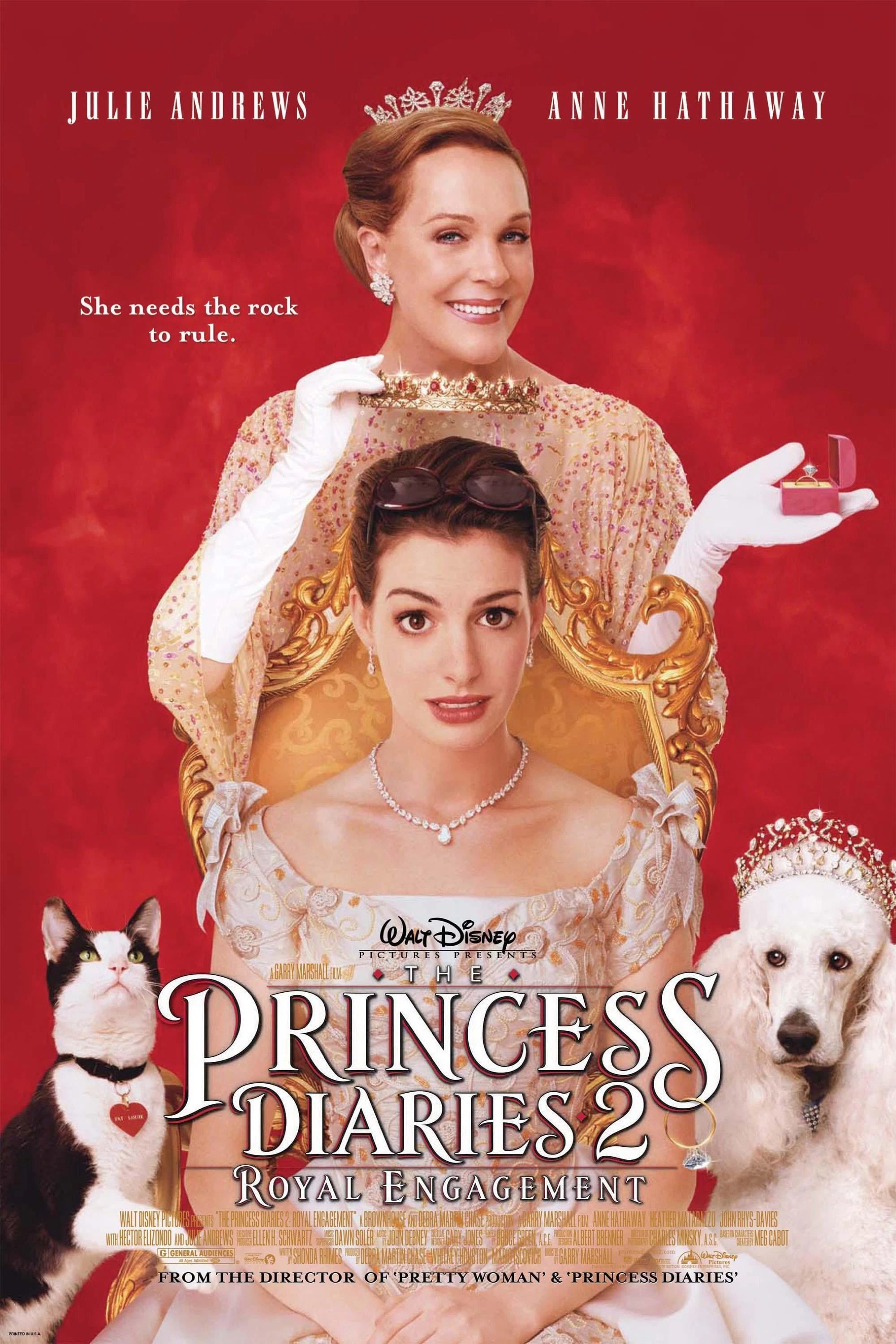 Official theatrical poster for The Princess Diaries 2: Royal Engagement featuring Anne Hathaway and Julie Andrews