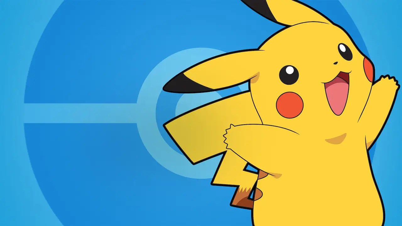 Pikachu waves on promotional key art for Pokémon: Indigo League, now streaming on Disney+