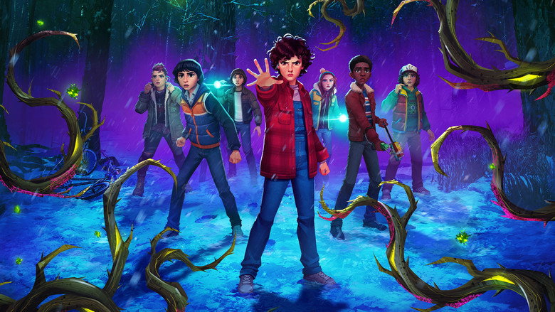 Stranger Things Tales From 85 Hawkins winter backdrop