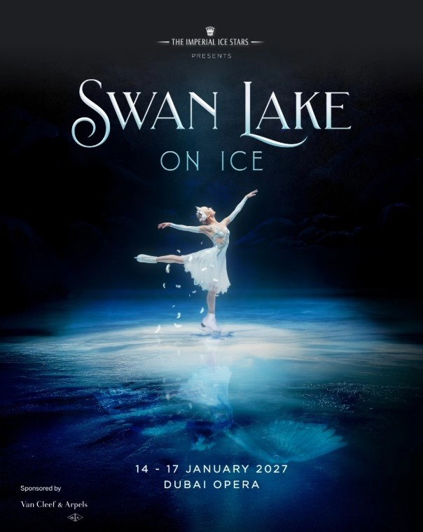 Swan Lake on Ice figure skater poster for Dubai Opera January 2027