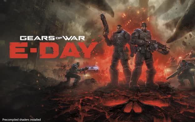 Gears of War E-Day launch screen confirms precompiled shaders are installed