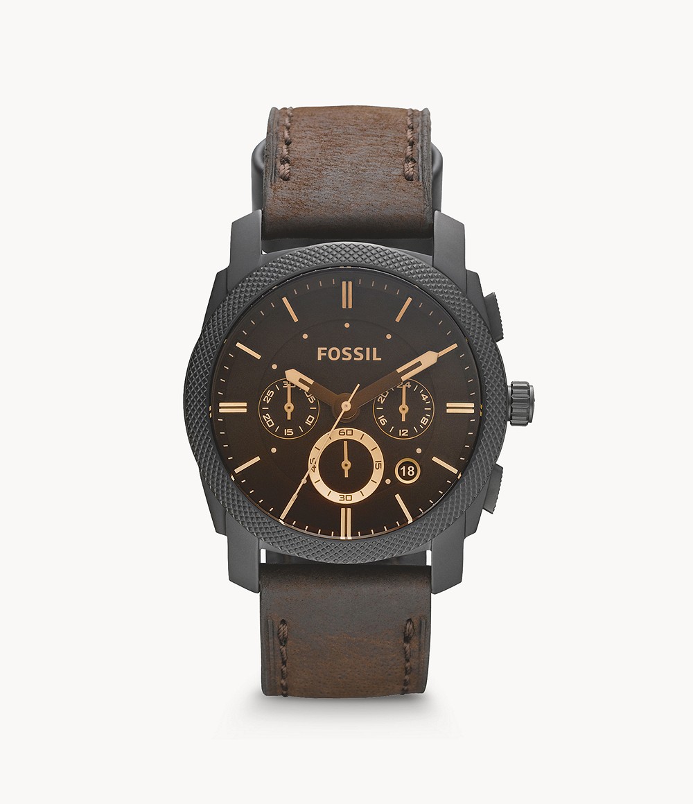 Fossil Machine Mid-Size Chronograph Brown Leather Watch