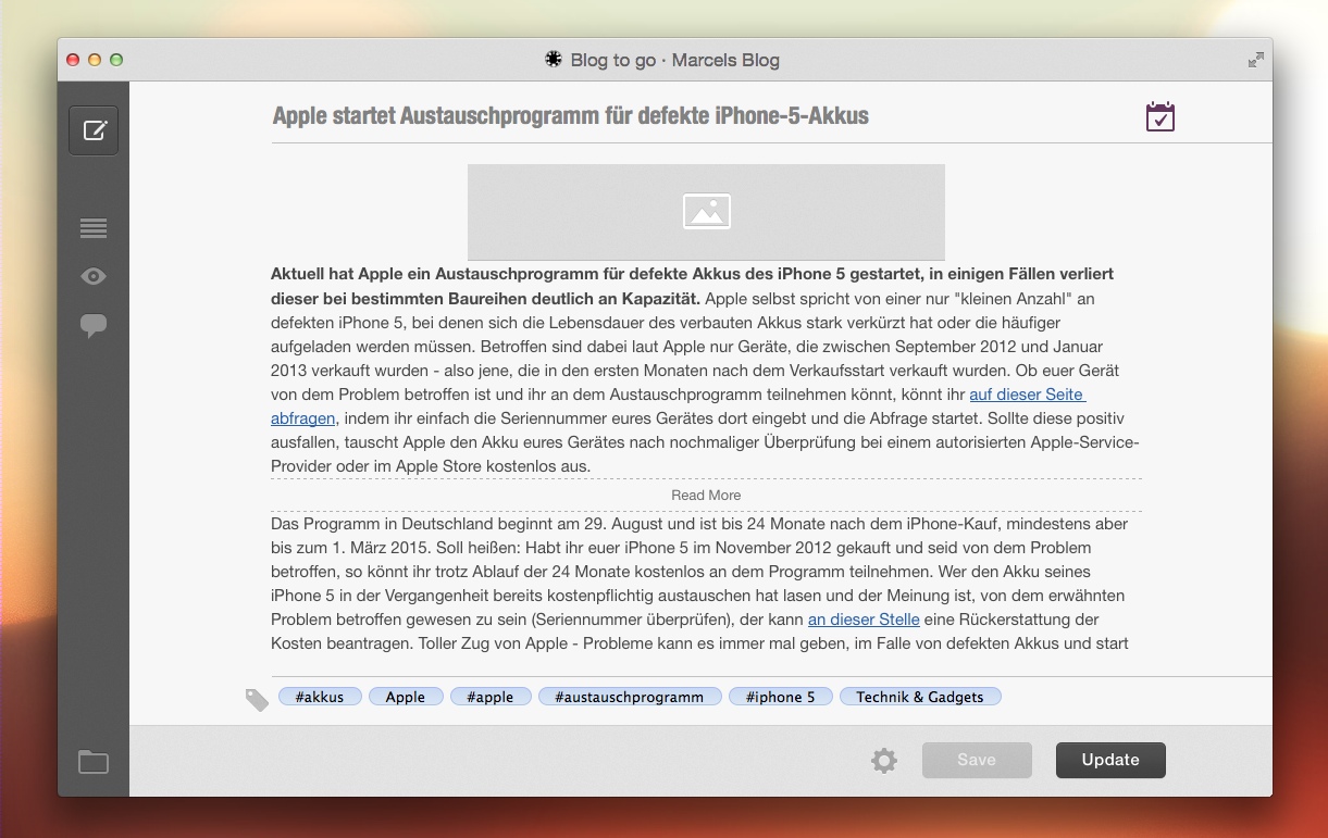Did you know you could take your homepage and edit your site right from your mobile device? Blogo: WordPress-Editor für den Mac mit Offline-Funktion und großen Schwächen