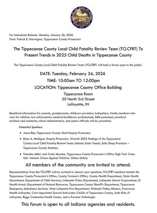 Tippecanoe County Local Child Fatality Review Forum February 24, 2026
