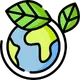Globe and growing leaves icon representing sustainable food processing and local grain source optimization
