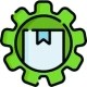 Industrial gear and cargo package icon representing high-volume bulk ingredient supply lines