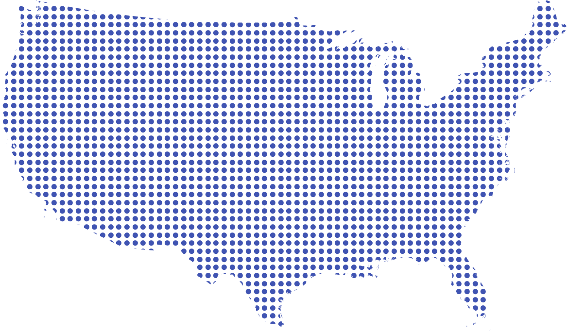 Map of the United States that represents The David Group's coverage of the entire nation in insurance claim disputes & public adjusting services