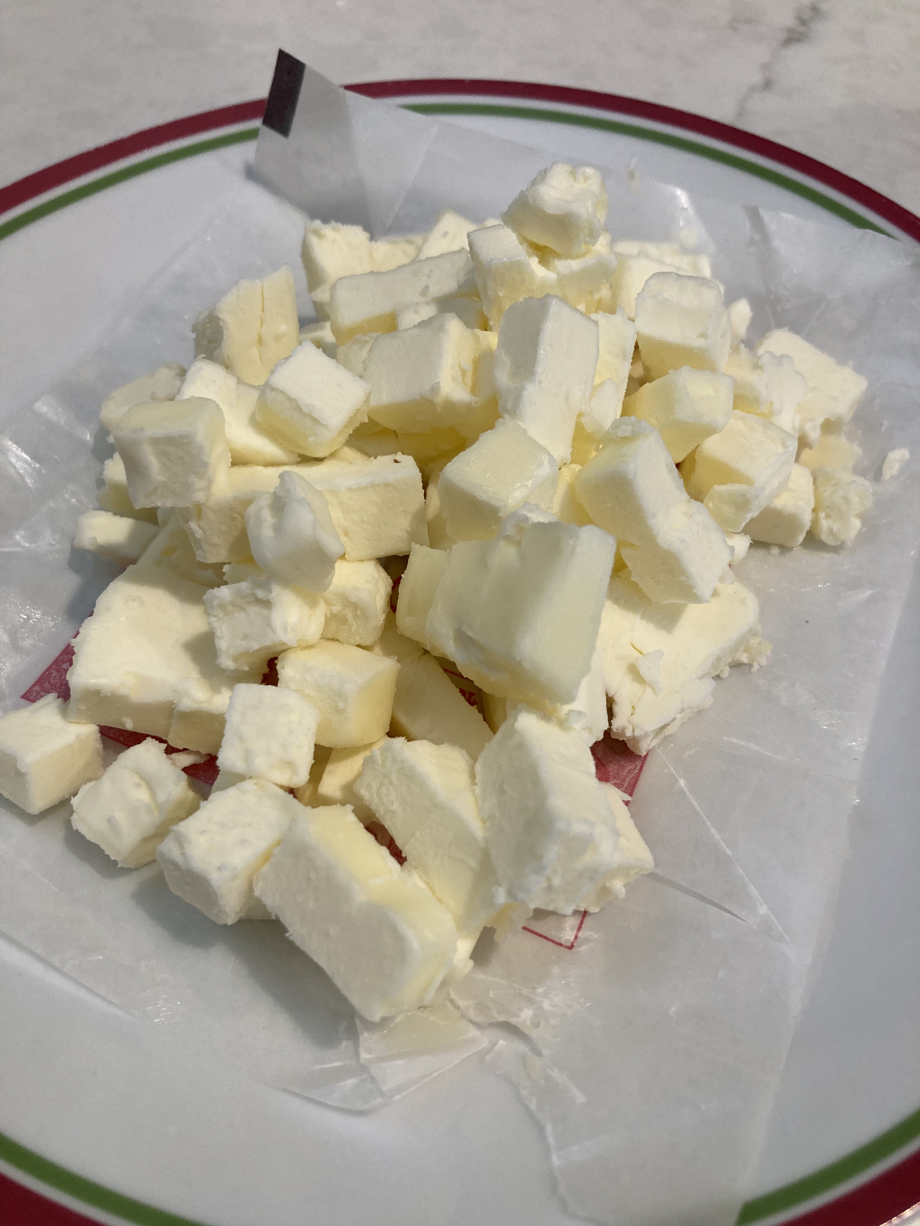 butter cut into small 14/" (6mm) pieces