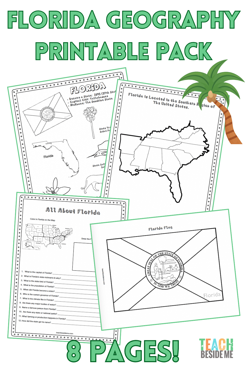Map Of Florida For Kids Florida Geography Printable Pack 