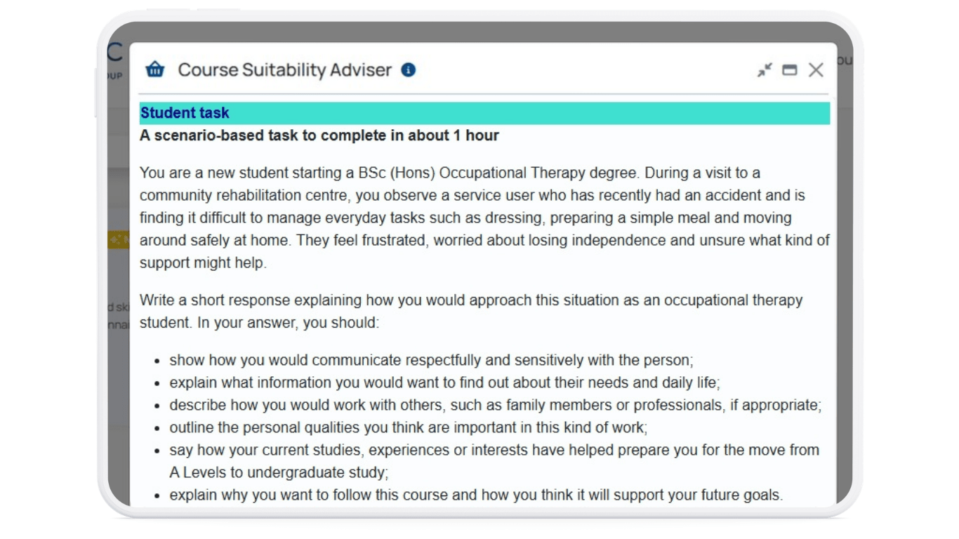 This is screenshot image of the generated results of the Student Task from the TeacherMatic Course Suitability Adviser AI tool