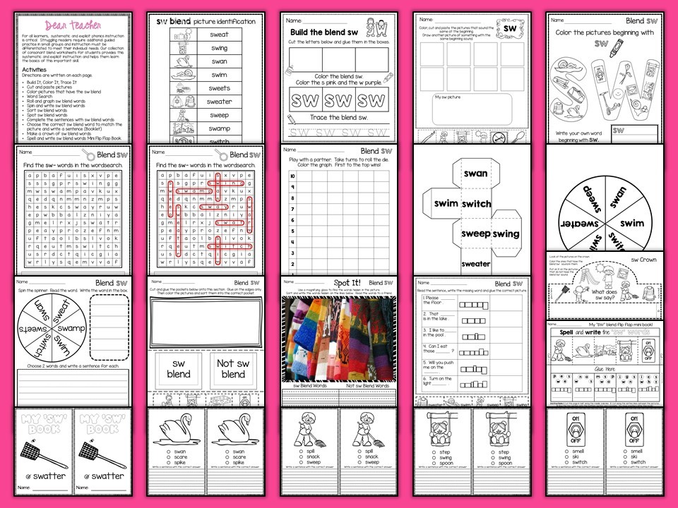 blends worksheets and centers l blends r blends s blends bundle