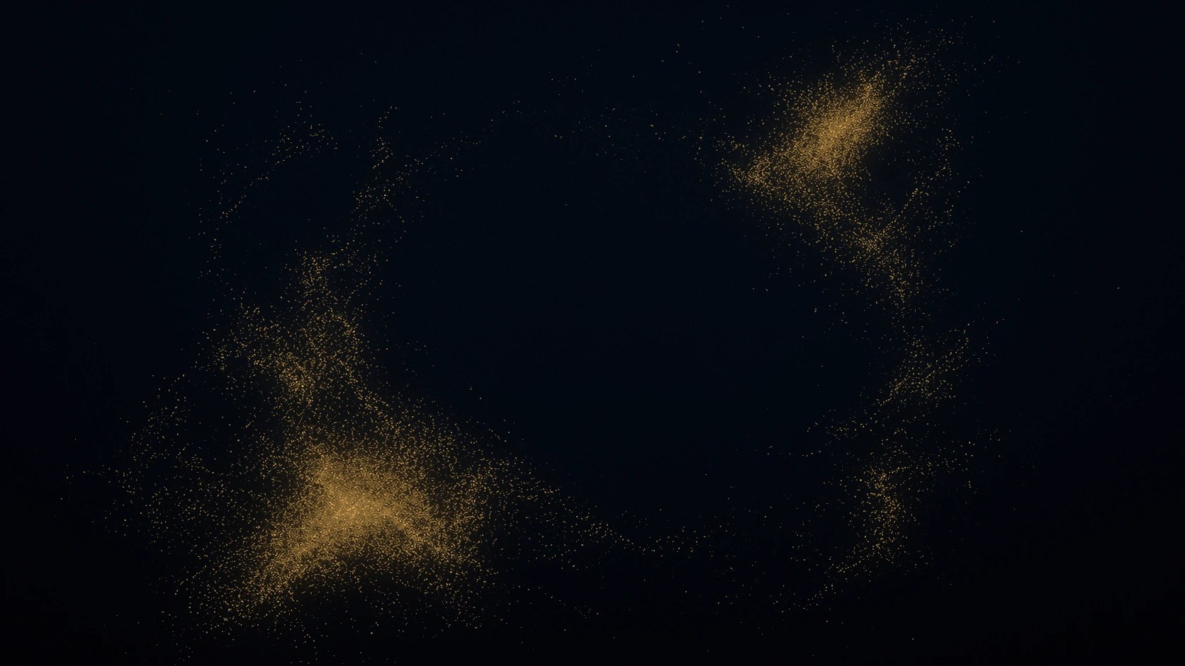 A dark field with a barely visible empty center; gold light gathers only around the absence, not inside it, so the image points without depicting.