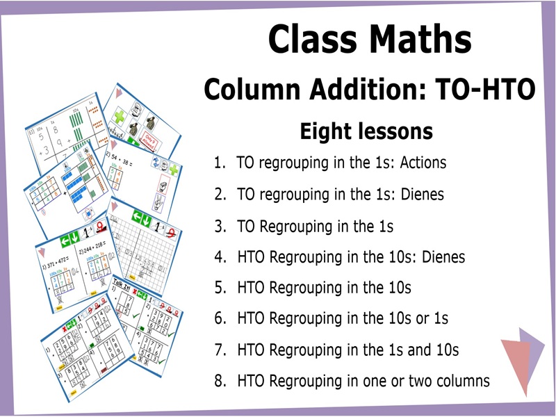 Bundle: Class Maths- Column Addition: TO-HTO- 8 Lessons
