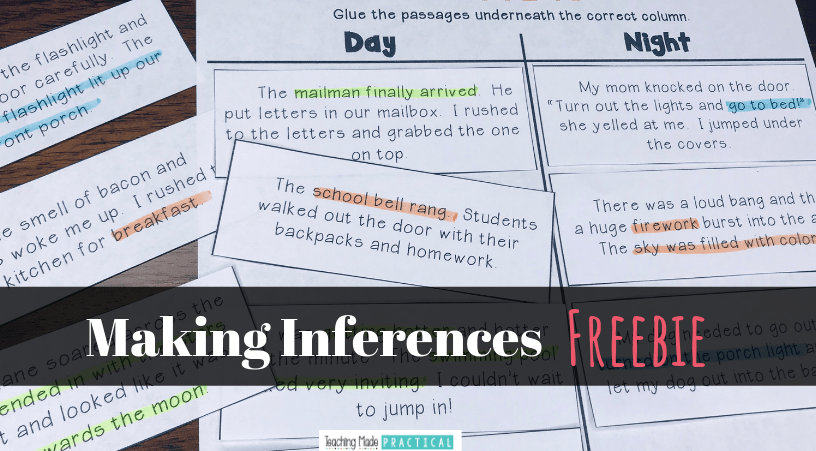 free cut and paste resource for making inferences teaching made practical