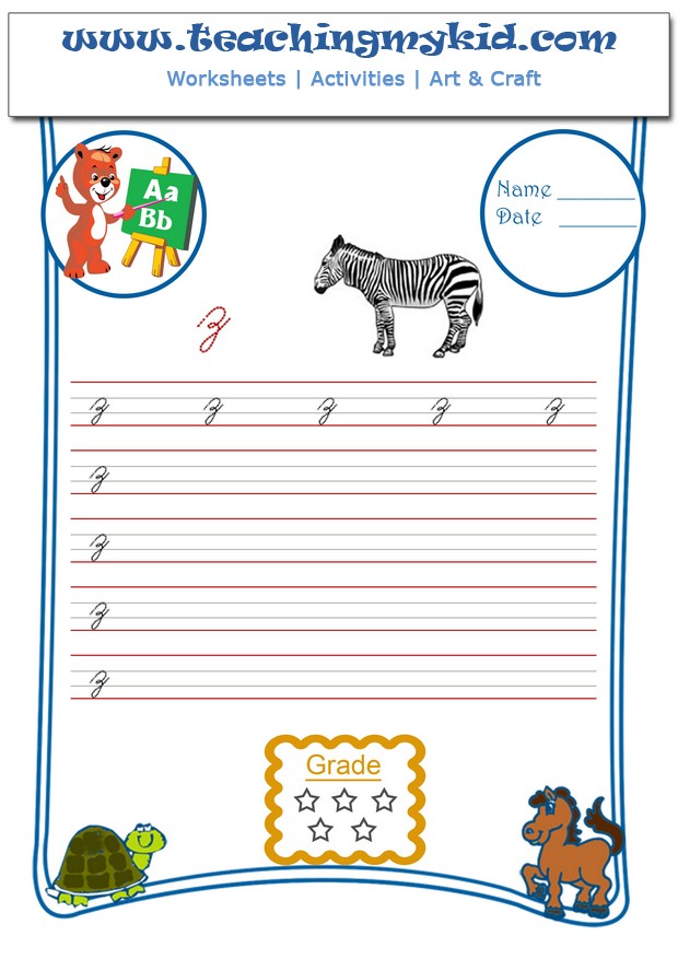 english worksheets write single lower cursive letter z