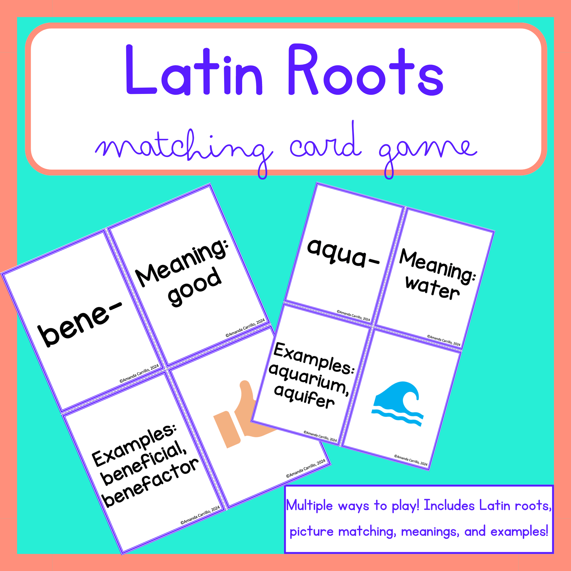Latin Roots Phonics Matching Cards