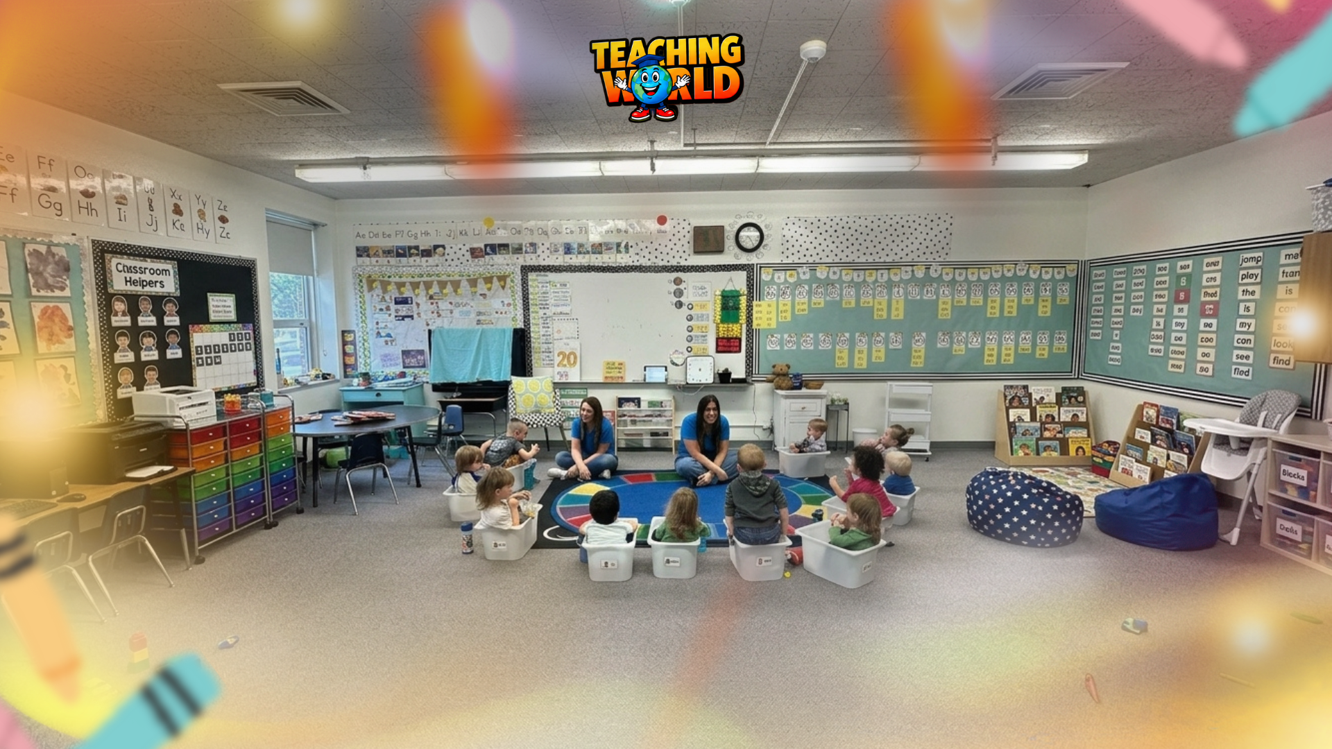 Parent discussing a child's needs with an early childhood teacher before the first day of daycare