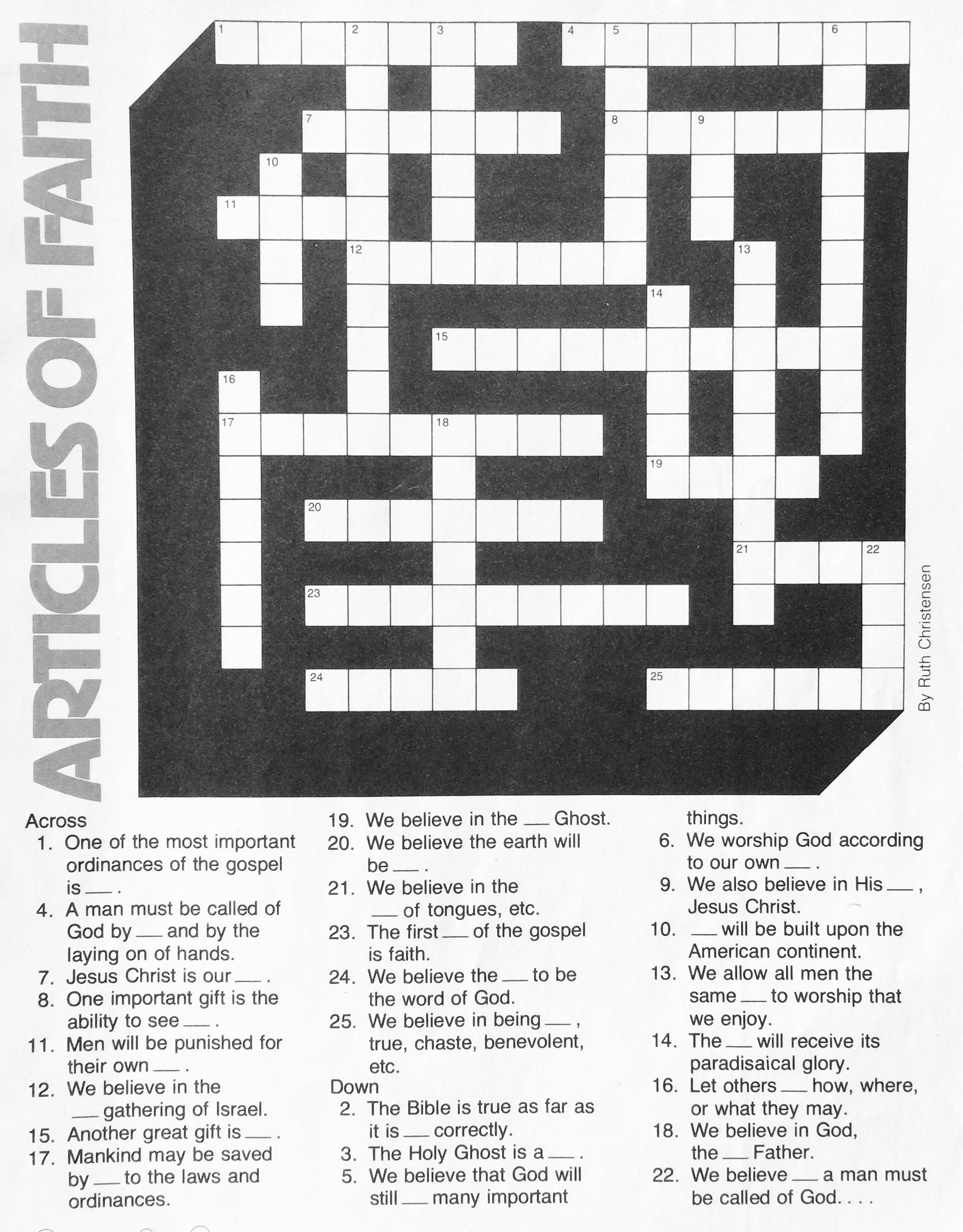 Articles of Faith Activities & Games Teaching Children the Gospel