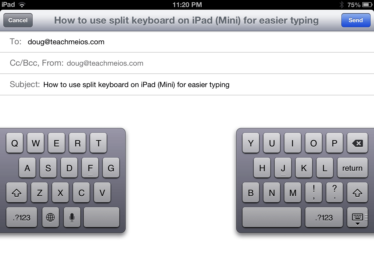 How to use split keyboard and undock on iPad (Mini) for easier typing
