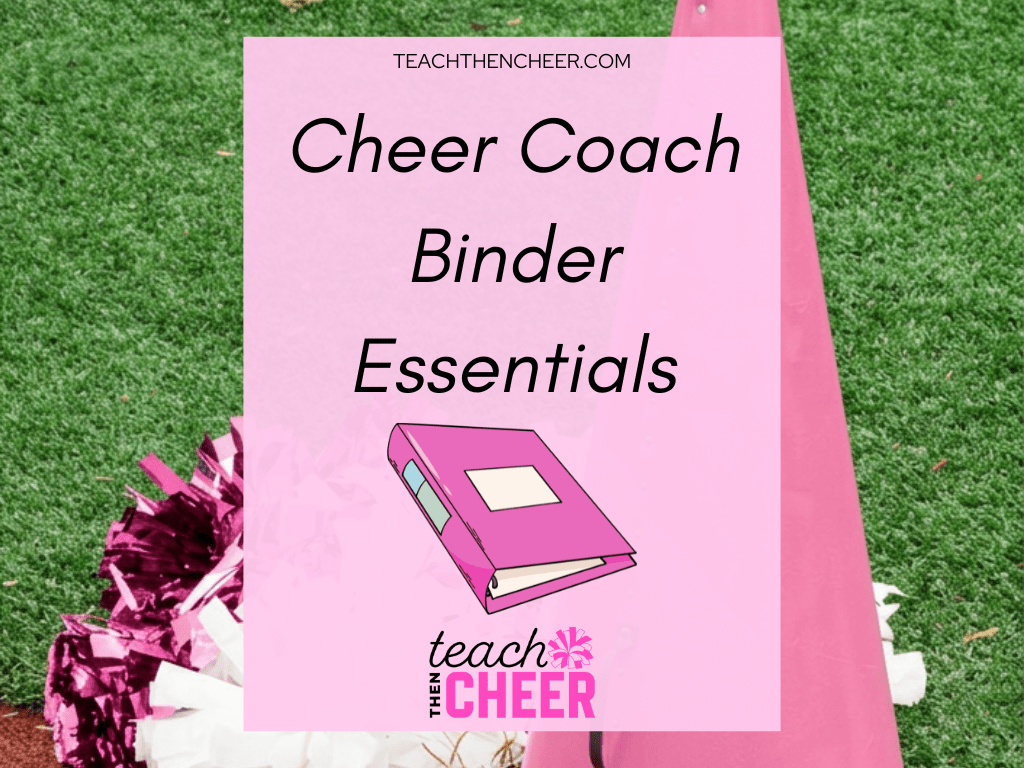 Cheer Coach binder essentials teach then Cheer pink and white poms and pink megaphone and pink Clipart binder
