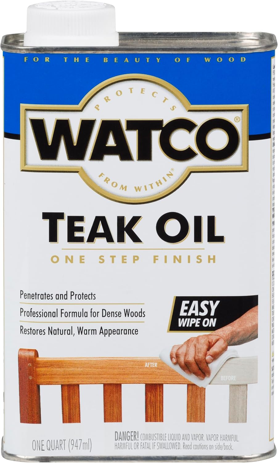 https://www.amazon.com/dp/B00179362C - Watco Teak Oil Finish