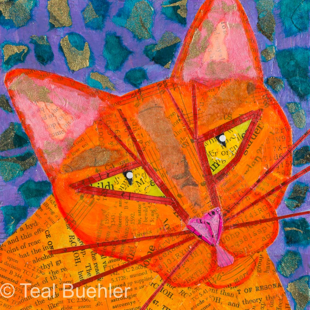 SOLD--Rusty - 6x6 Collage on Masonite