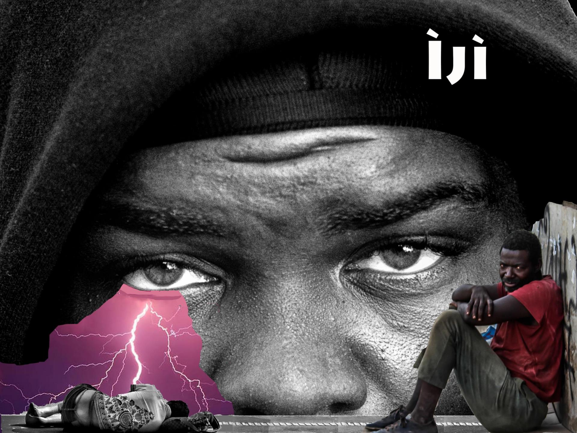 Cover picture with lightning and destitutes